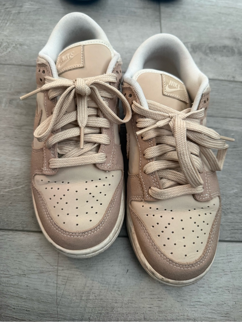 Nike Women's Dunks in Taupe and Cream